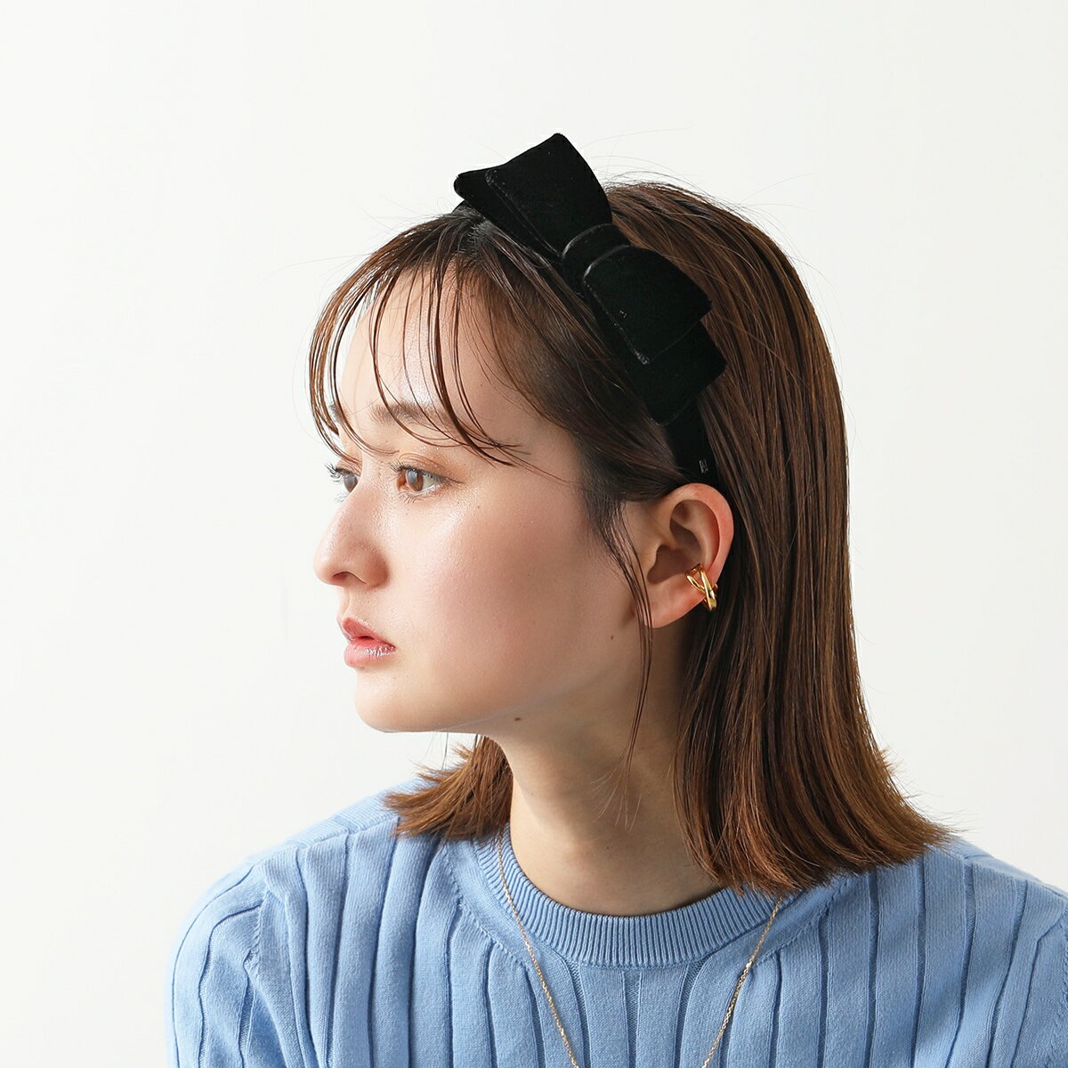 ALEXANDRE DE PARIS アレクサンドル ドゥ パリ カチューシャ THB-17505-10 レディース リボン ベルベット ベロア ヘアアクセサリー N-NOIRのサムネイル