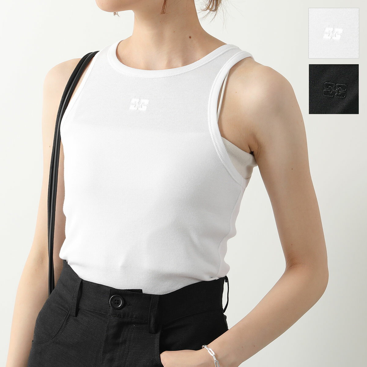 GANNI ガニー タンクトップ SOFT COTTON RIB TANK TOP T3897 T3