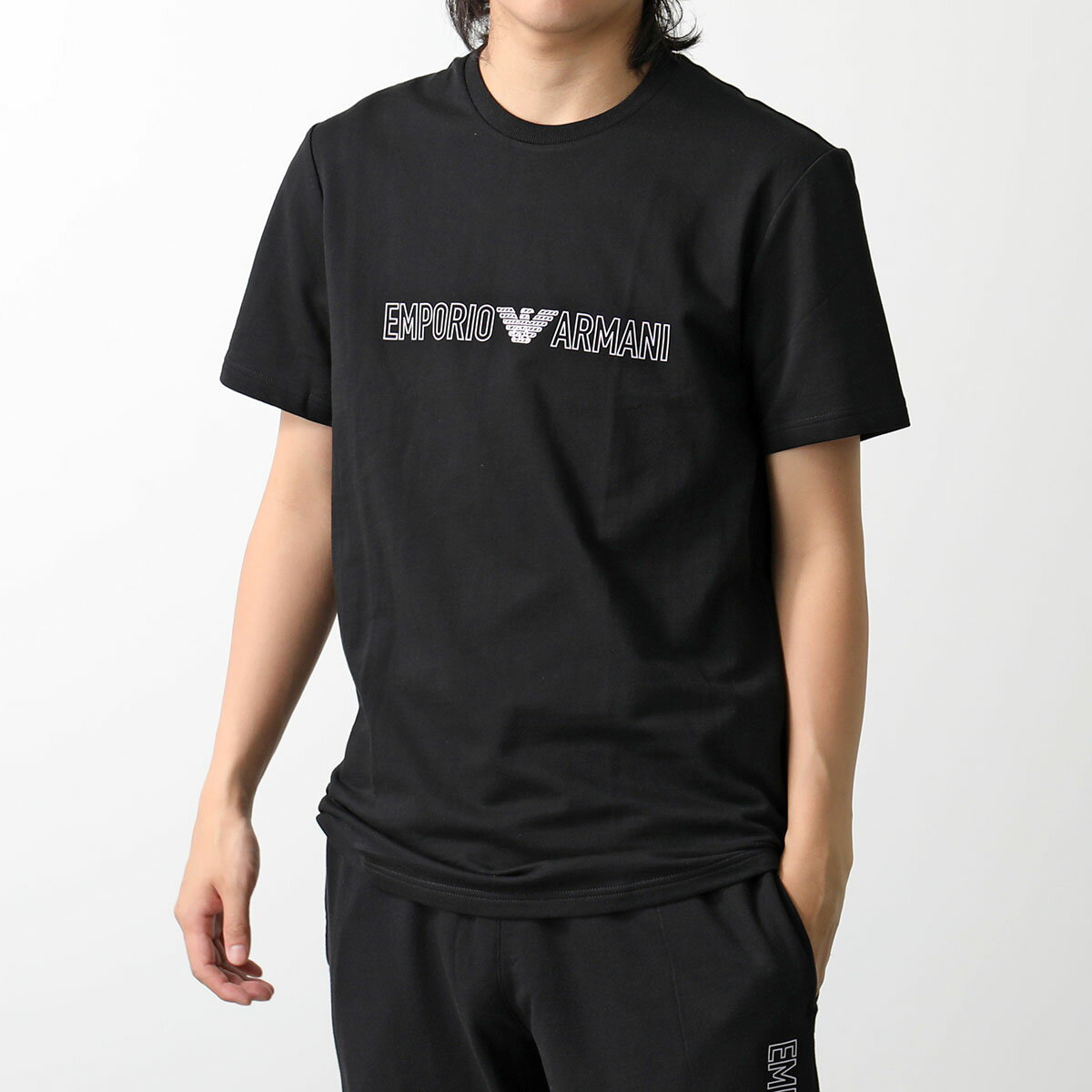 EMPORIO ARMANI エンポリオアルマーニ Tシャツ 110853 4R566 メンズ 半袖 クルーネック カットソー コットン ロゴ 刺繍 00020