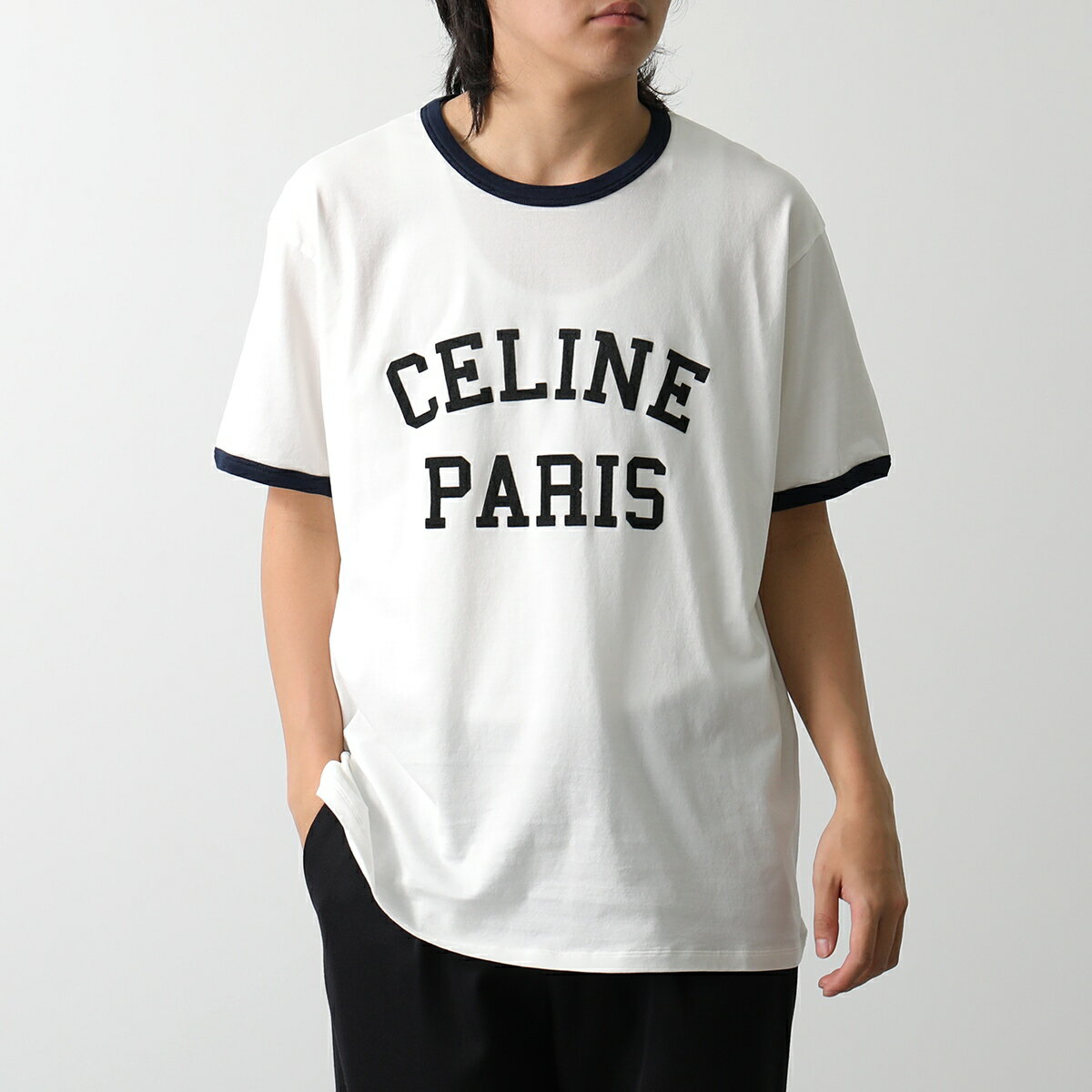 CELINE セリーヌ Tシャツ 2X45M671Q.01NB メンズ 半袖 カットソー ロゴT クルーネック コットン オーバーサイズ ホワイトのサムネイル