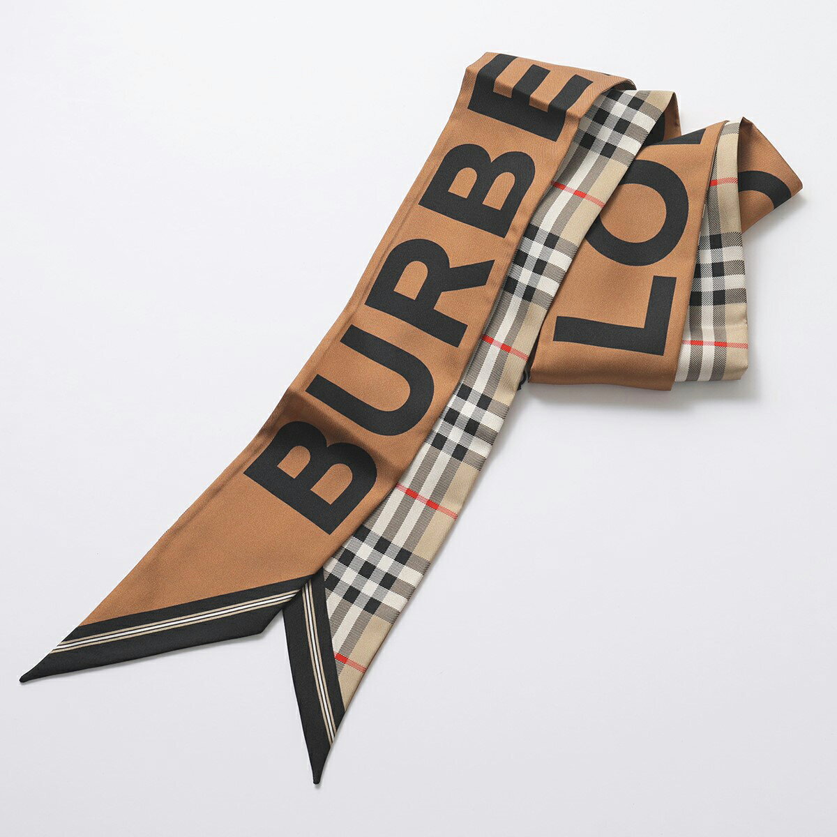 BURBERRY バーバリー スキニースカーフ 180×8 レディース 8028950 シルク リバーシブル バーバリーチェック ロゴ A70…