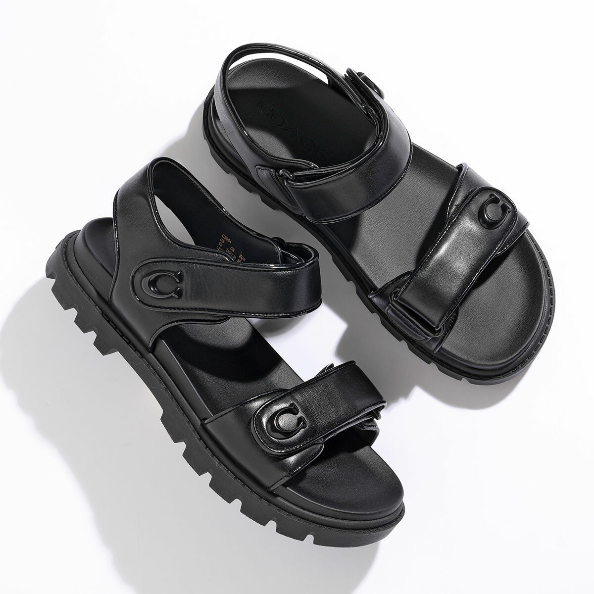 COACH コーチ サンダル BRYNN LTH SANDAL CS094 レディース ブリン ストラップサンダル フラット レザー シューズ 靴 BLK/BLACK