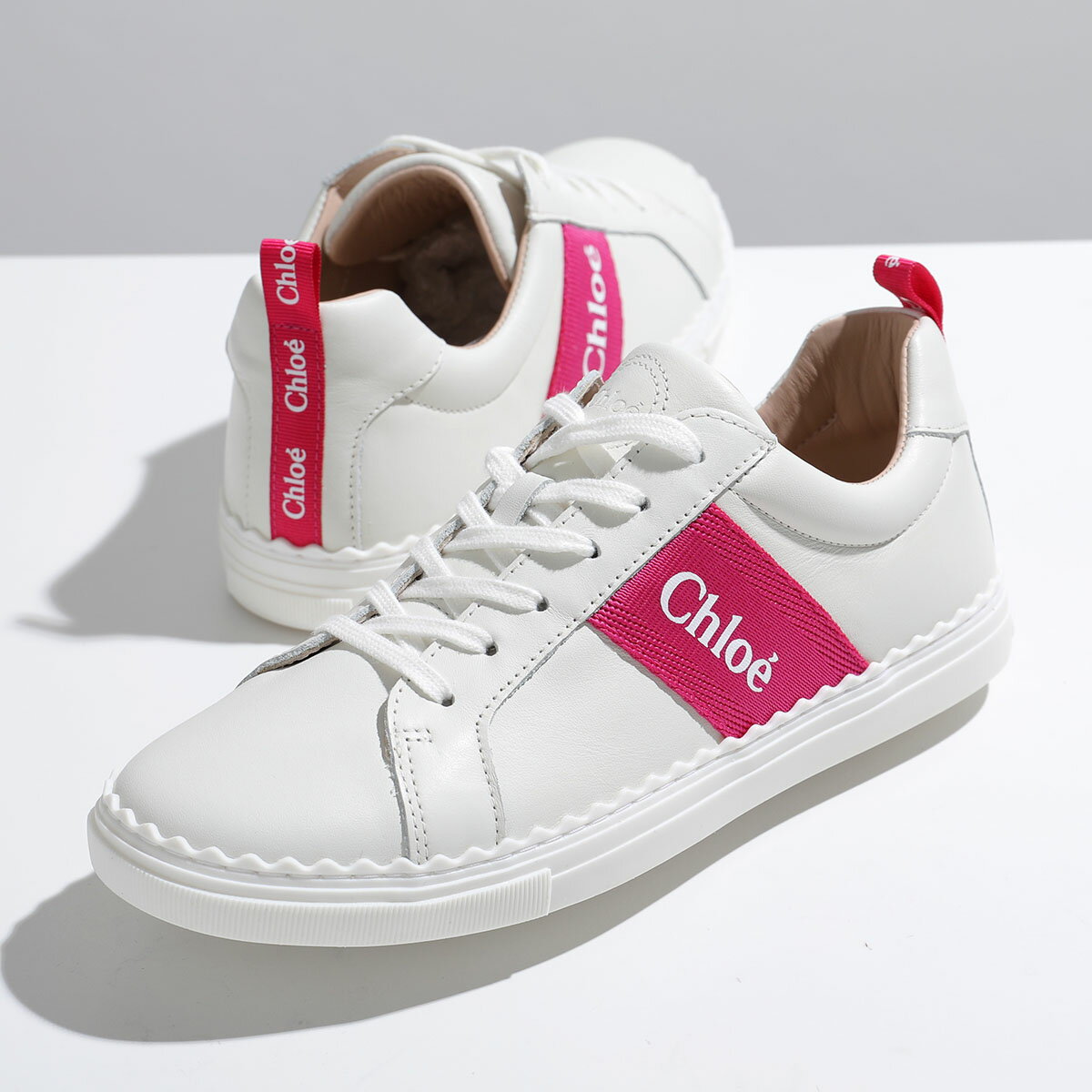 Chloe KIDS クロエ キッズ スニーカー LAUREN ローレン C20133 レディース ガールズ ローカット レザー ロゴ シューズ 靴 117/OFF-WHITE