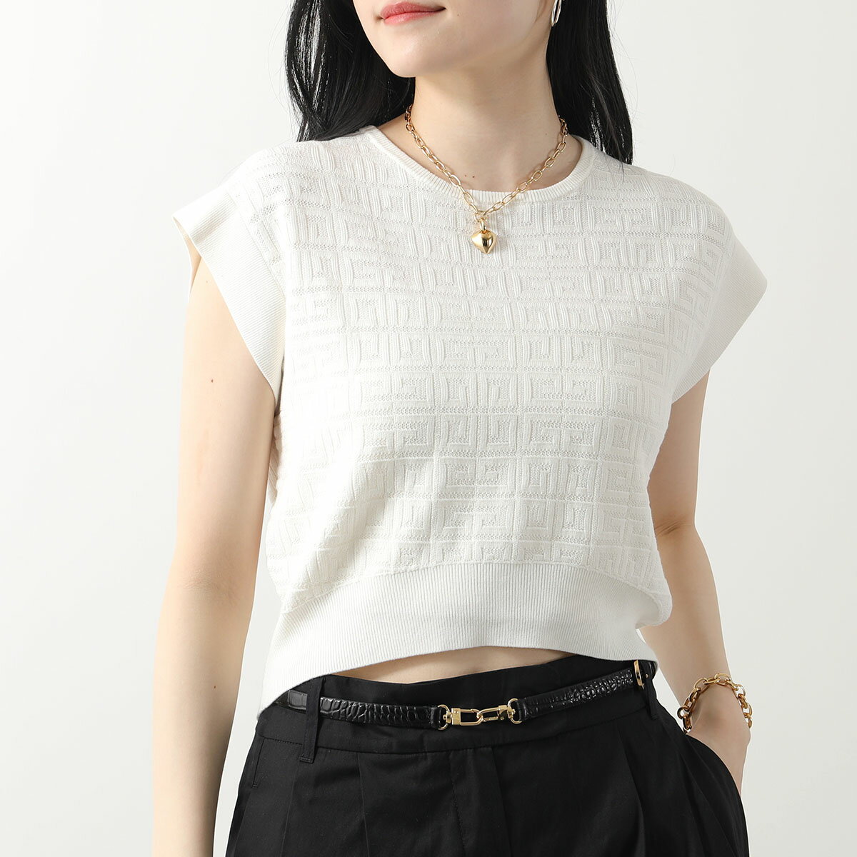 GIVENCHY KIDS ジバンシィ キッズ ニット H30037 レディース ガールズ 半袖 4G クルーネック セーター 117/OFF-WHITEのサムネイル