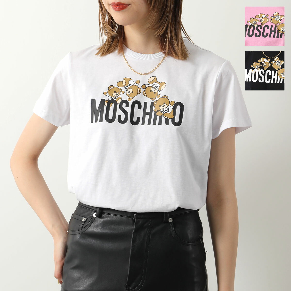 楽天インポートセレクト museeMOSCHINO KIDS モスキーノ キッズ Tシャツ HMM04K LAA03 レディース ガールズ 半袖 クルーネック カットソー ロゴT テディベア カラー3色