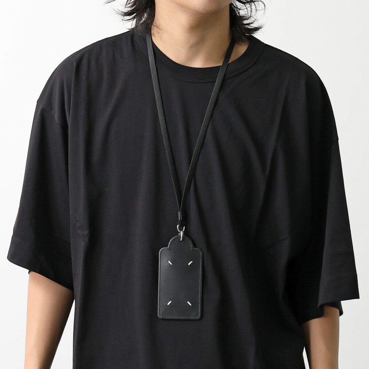 MAISON MARGIELA メゾンマルジェラ パスケース SA1TZ0003 P5427 メンズ レザー 定期入れ キーリング ネックストラップ付 T8013 SA1TZ0003P5427T8013