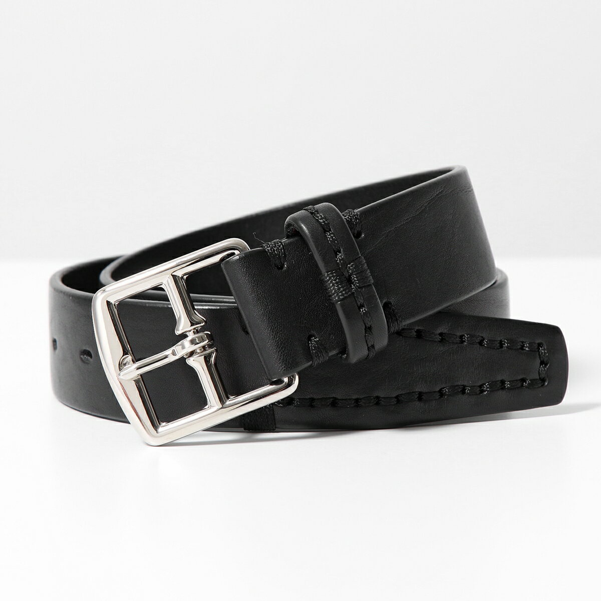 ジェイ＆エム デヴィッドソン J&M DAVIDSON HARNES BUCKLE END STITCH 35MM BHNS-0ST-BR35 メンズ ベルト レザー スクエアバッグル 999S/BLACK