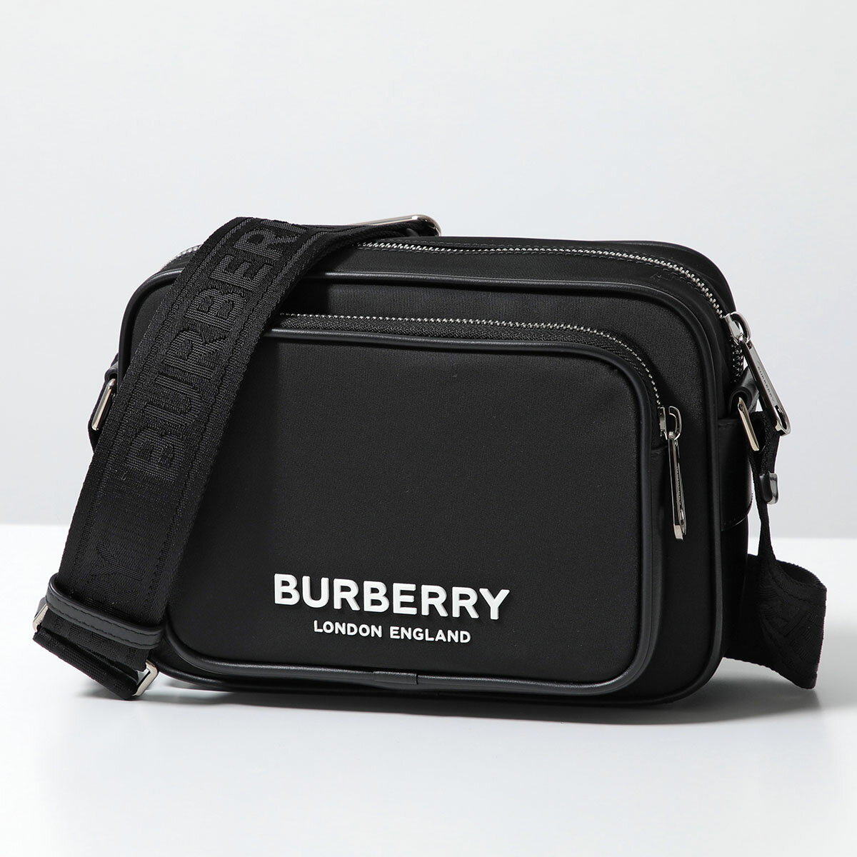 ショルダーバッグ BURBERRY バーバリー ショルダーバッグ PADDY BLE NYLON 8049094 メンズ ジャガードロゴベルト ポシェット ラバーロゴ 鞄 A1189/BLACK