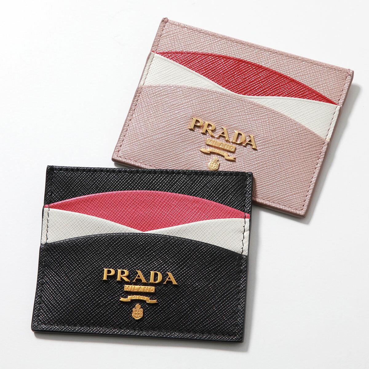 プラダ 定期入れ（レディース） PRADA プラダ カードケース 1MC025 ZLP レディース 名刺入れ パスケース サフィアーノレザー カラーブロック メタルロゴ カラー2色