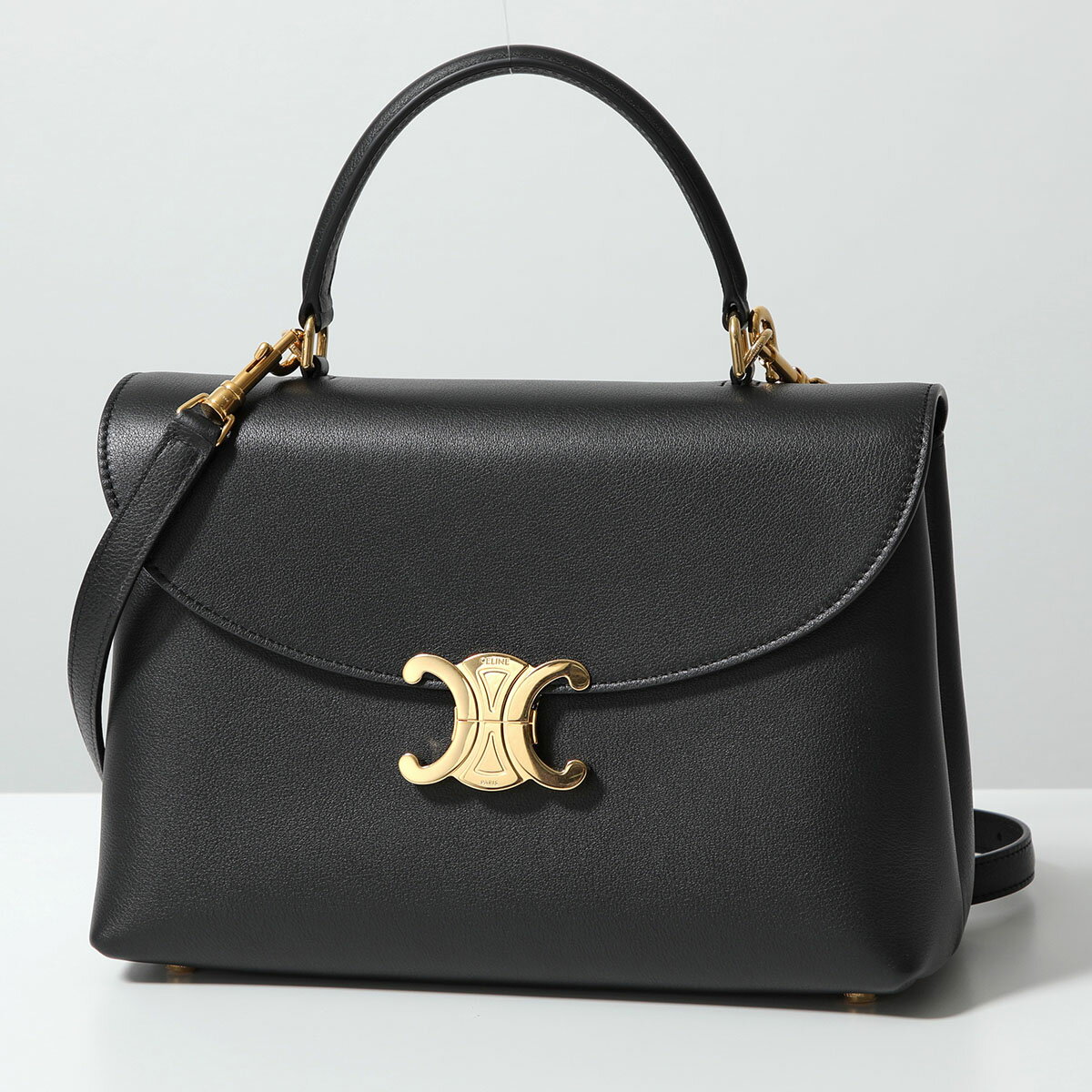 CELINE セリーヌ ハンドバッグ Medium Nino ミディアム ニノ 117523FXK.38NO レディース Triomphe トリオンフ レザー ショルダー ロゴ 鞄 BLACKのサムネイル