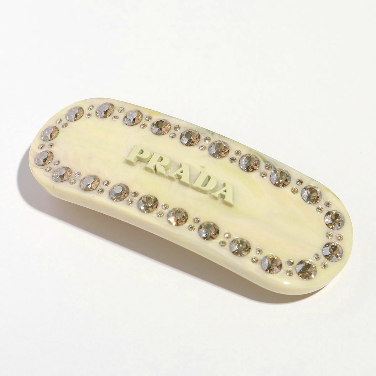 PRADA プラダ バレッタ 1IF043 2CD0 レディース プレックス ヘアクリップ ロゴ クリスタル装飾 ヘアアクセサリー F0304/AVORIOのサムネイル