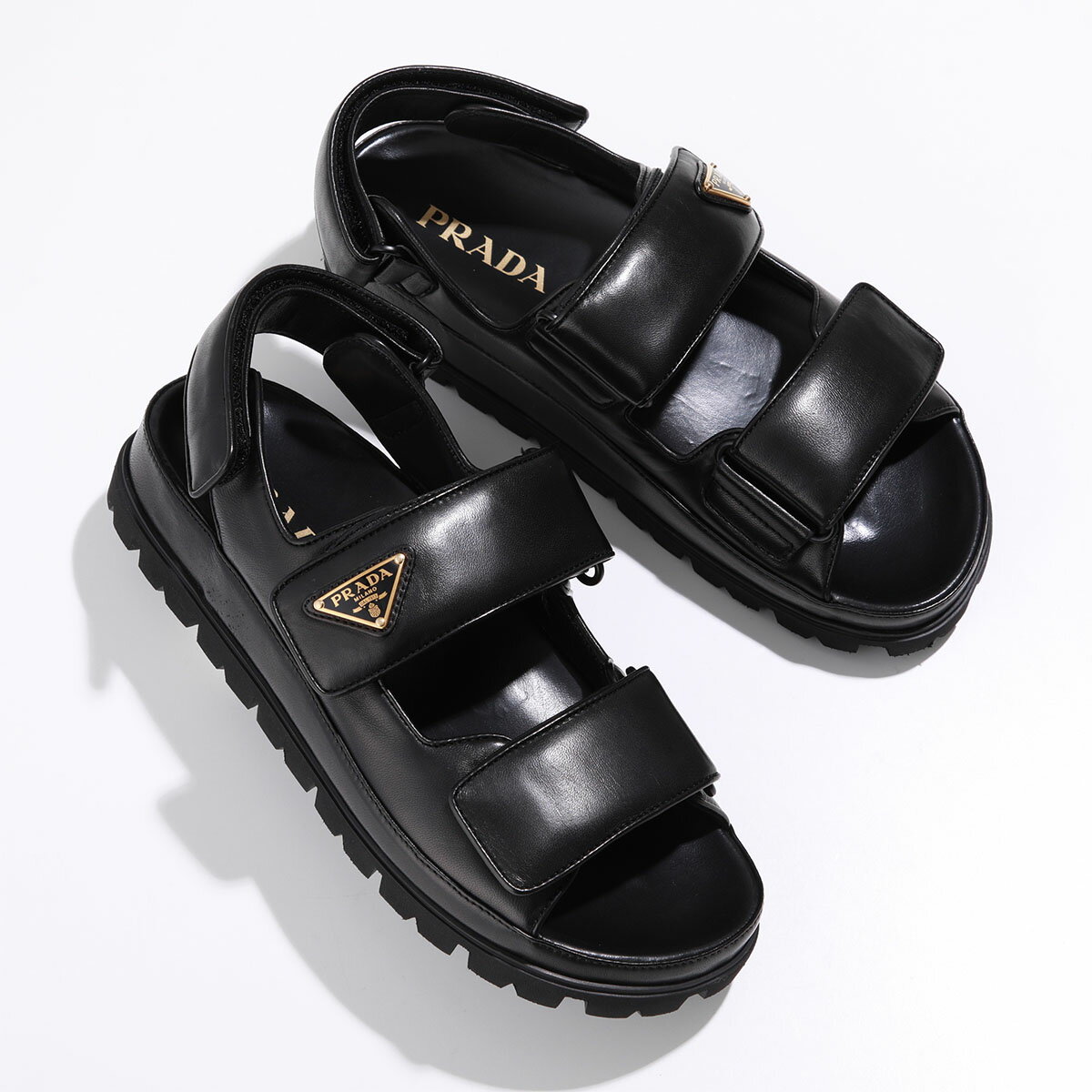 PRADA プラダ フラットサンダル 1X416N 038 レディース ナッパレザー トライアングルロゴ シューズ 靴 F0002/NEROのサムネイル