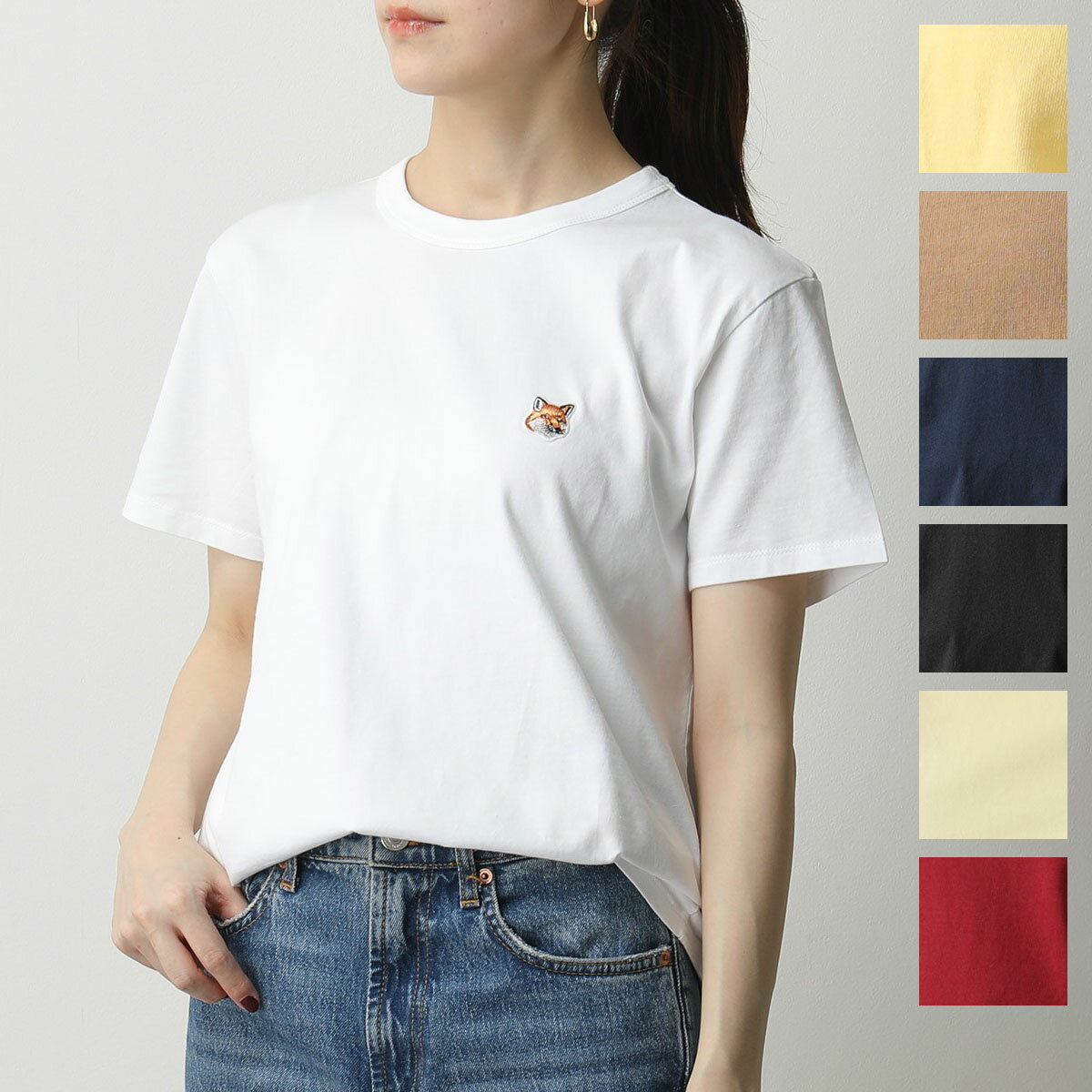 MAISON KITSUNE ]Lcl  TVc LW00105KJ0008 TEE-SHIRT FOX HEAD PATCH fB[X N[lbN J[8F