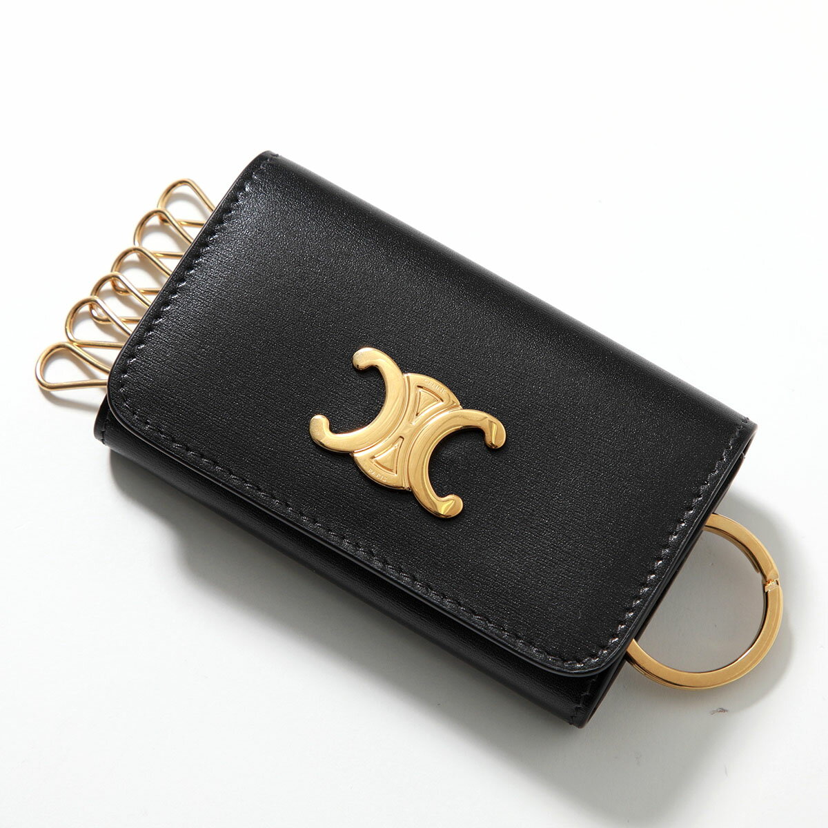 CELINE セリーヌ キーケース Triomphe Key Case トリオンフ 10L813DPV.38NO レディース レザー 6連 リングフック付き Blackのサムネイル