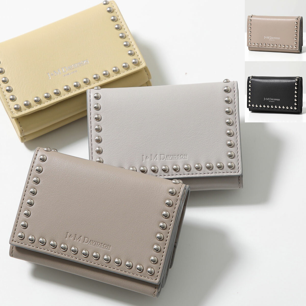 J&M DAVIDSON 三つ折り財布 FOLD WALLET WITH STUDS SFLW-1XX SCXX MCXX レディース レザー スタッズ ミニ財布 豆財布 カラー12色のサムネイル