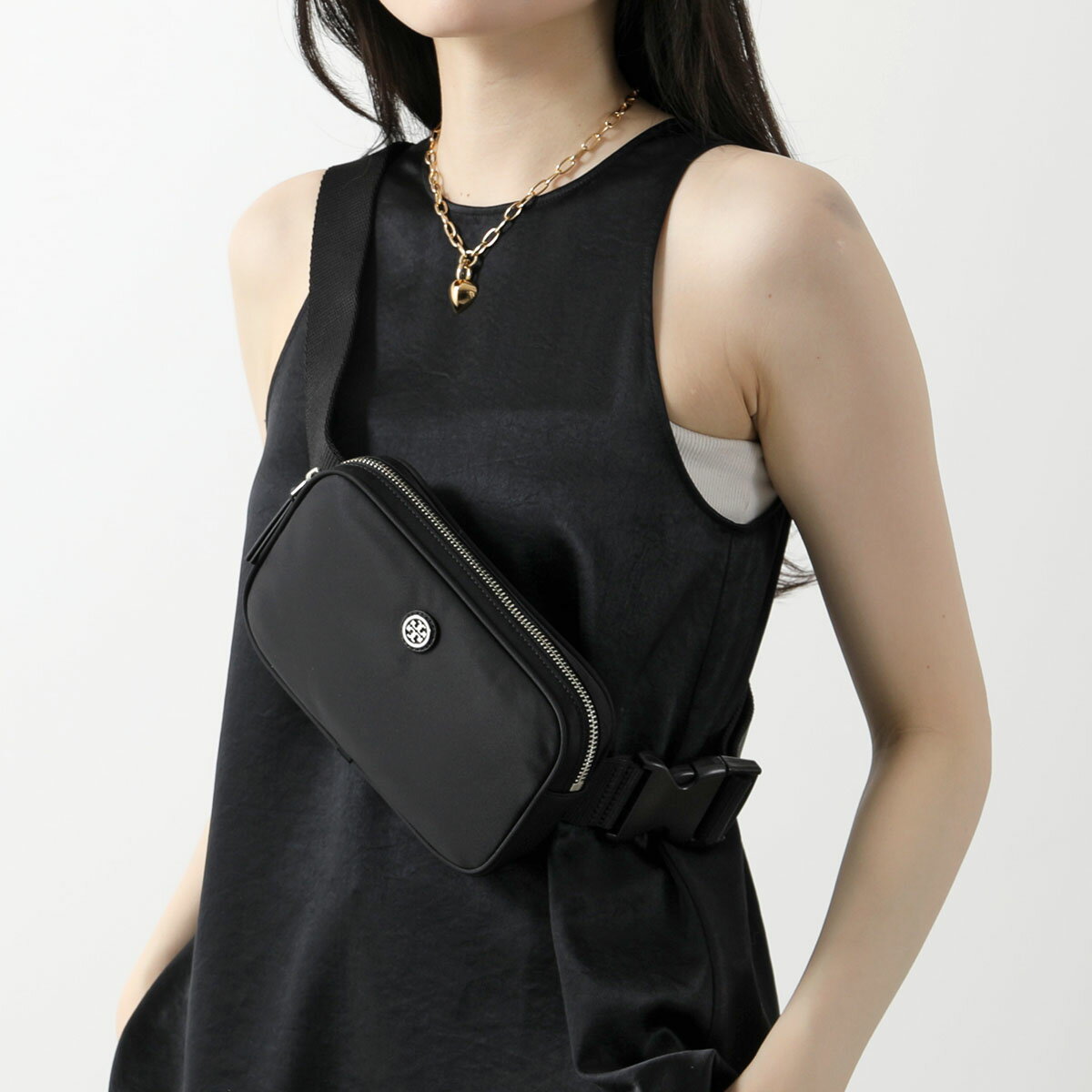 TORY BURCH トリーバーチ ボディバッグ VIRGINIA BELT BAG ヴァージニア 149530 レディース ベルトバッグ ウエストポーチ ナイロン 鞄 001/BLACKのサムネイル