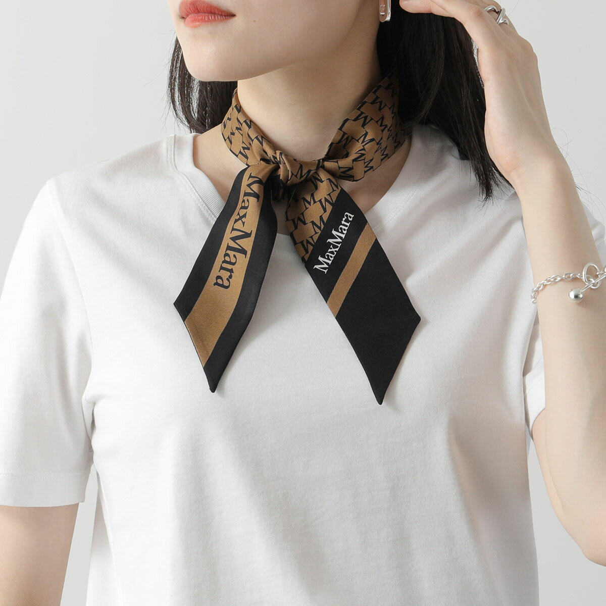 MAX MARA マックスマーラ スカーフ TIE5 レディース シルク ナロー リボン ロゴ テディベア リバーシブル カラー4色のサムネイル