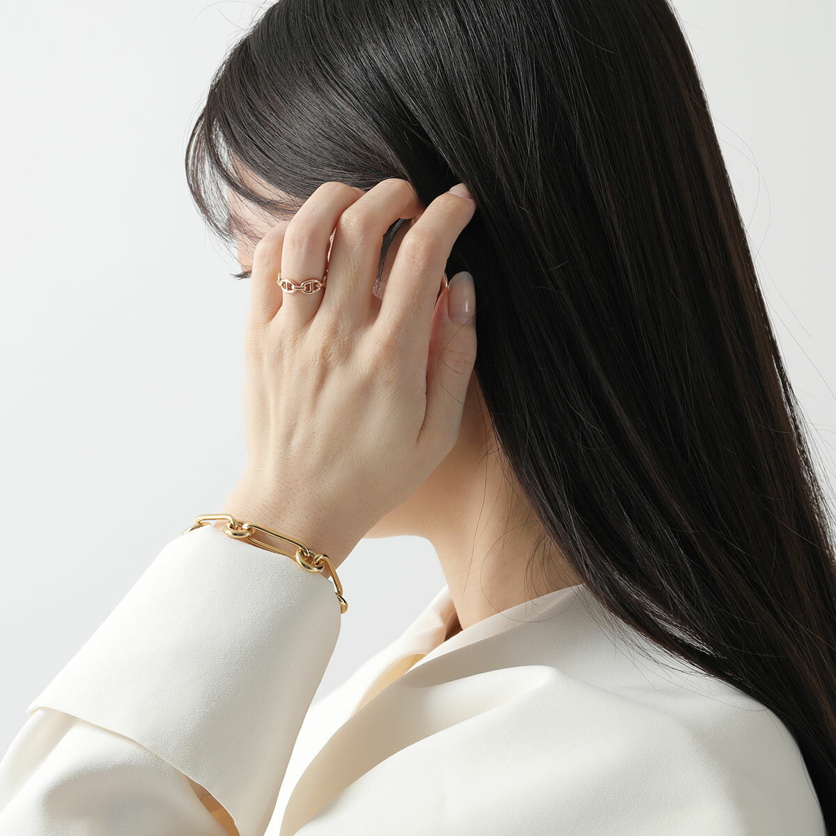 HERMES エルメス リング アンシェネ PM Enchainee Ring シェーヌダンクル H110025B...