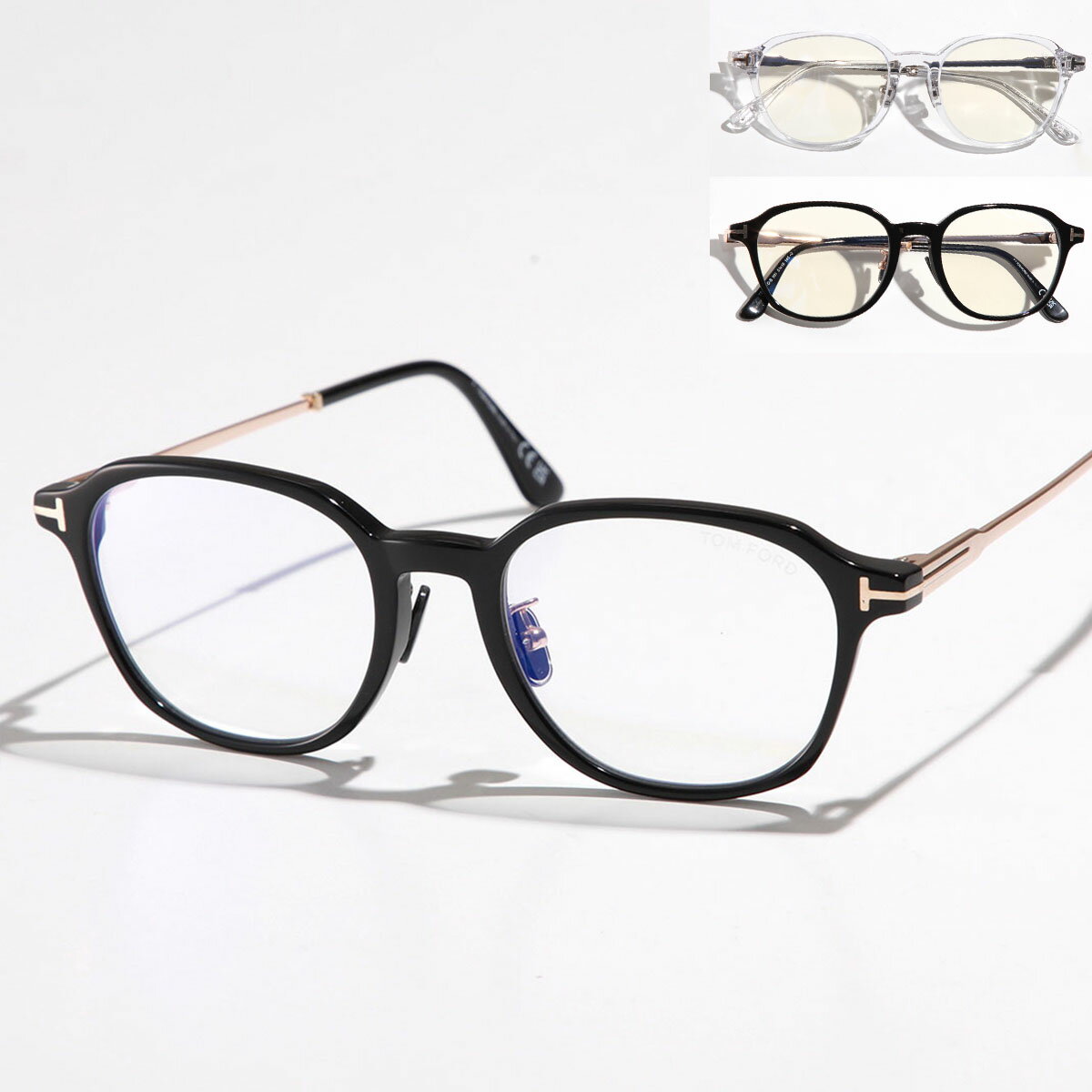 TOM FORD トムフォード メガネ TF5927-D-B FT5927-D-B メンズ ウェリントン型 フルリム めがね 眼鏡 伊達メガネ ブルーライトカット Tロゴ クリアフレーム セルフレーム クリングスタイプ アイウェア アジアンフィット 【日本企画】 カラー2色のサムネイル