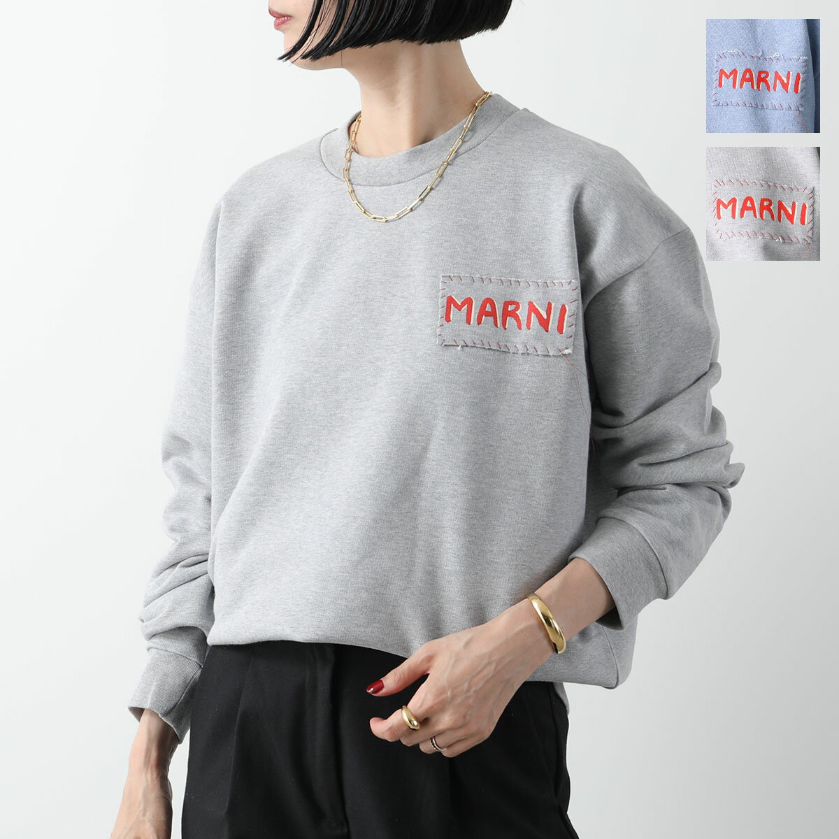 MARNI マルニ トレーナー FUMU0074X1 UTC397 レディース スウェットシャツ ロゴパッチ クルーネック 長袖 コットン カラー2色 【po_fivee】のサムネイル