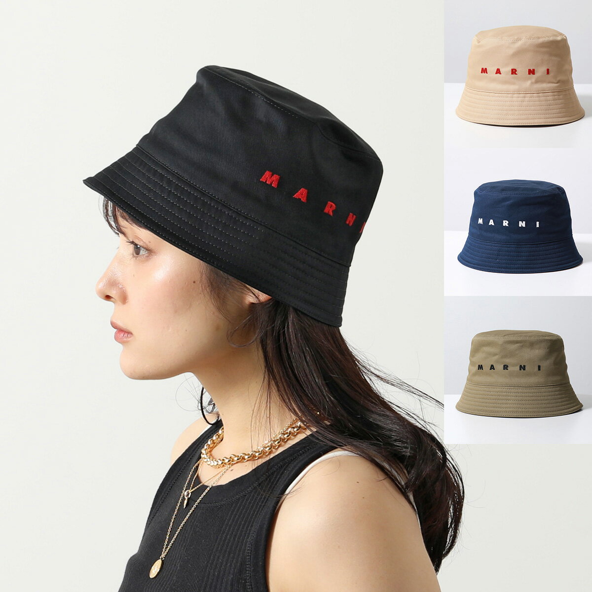 MARNI マルニ バケットハット CLZC0110S0 UTC311 レディース コットン ロゴ刺繍 帽子 カラー4色【po_sannn】【dc_kikaku】のサムネイル