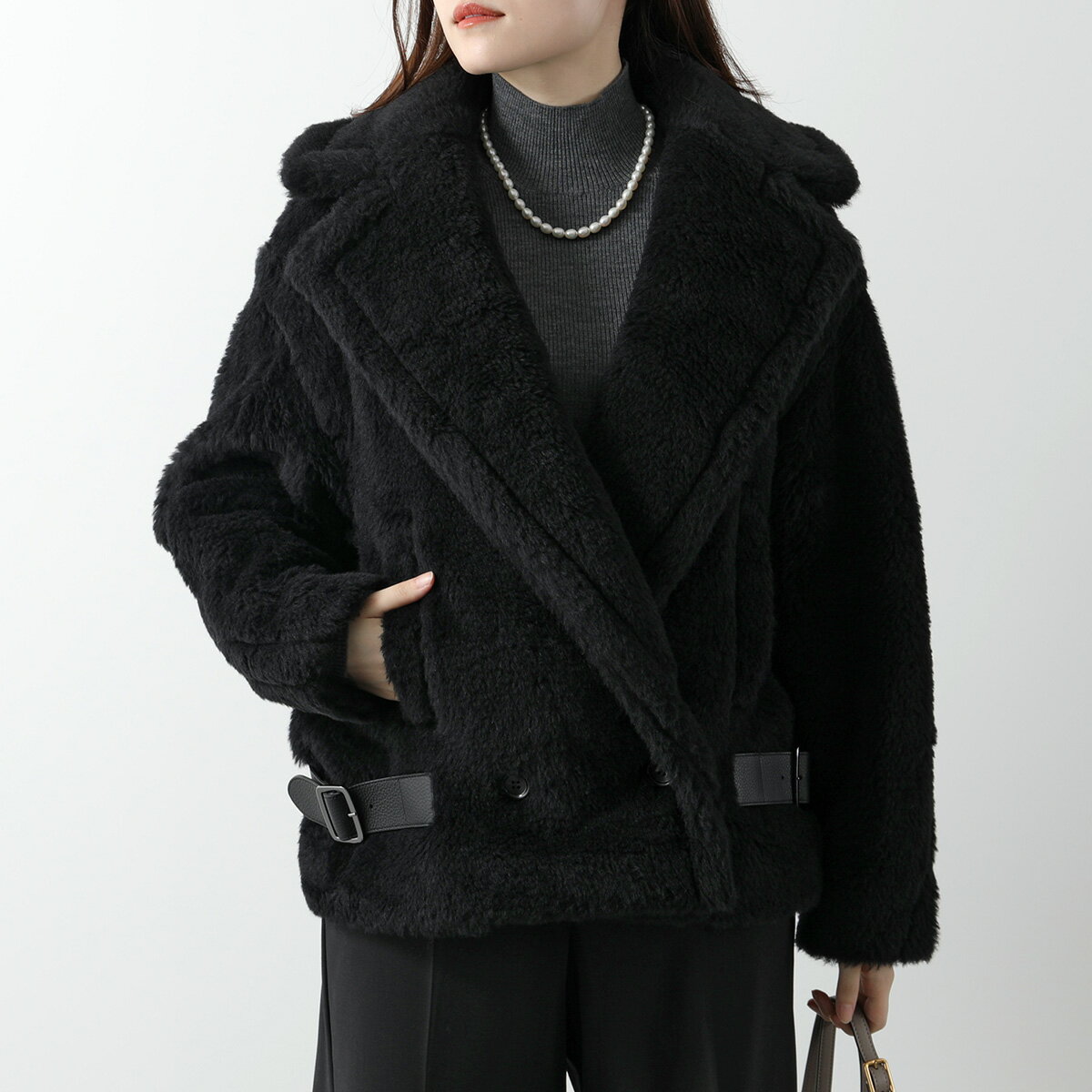 MAX MARA マックスマーラ テディジャケット RADICE ラディーチェ レディース テディベア バイカー ショートコート アルパカ ウール シルク ファー ボア 008のサムネイル