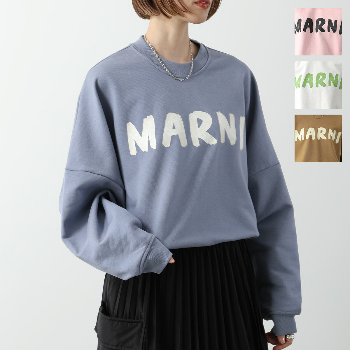 MARNI マルニ 長袖 スウェットシャツ FLJE0185P2 USCU88 レディース トレーナー コットン ロゴ ドロップショルダー クルーネック カラー2色のサムネイル