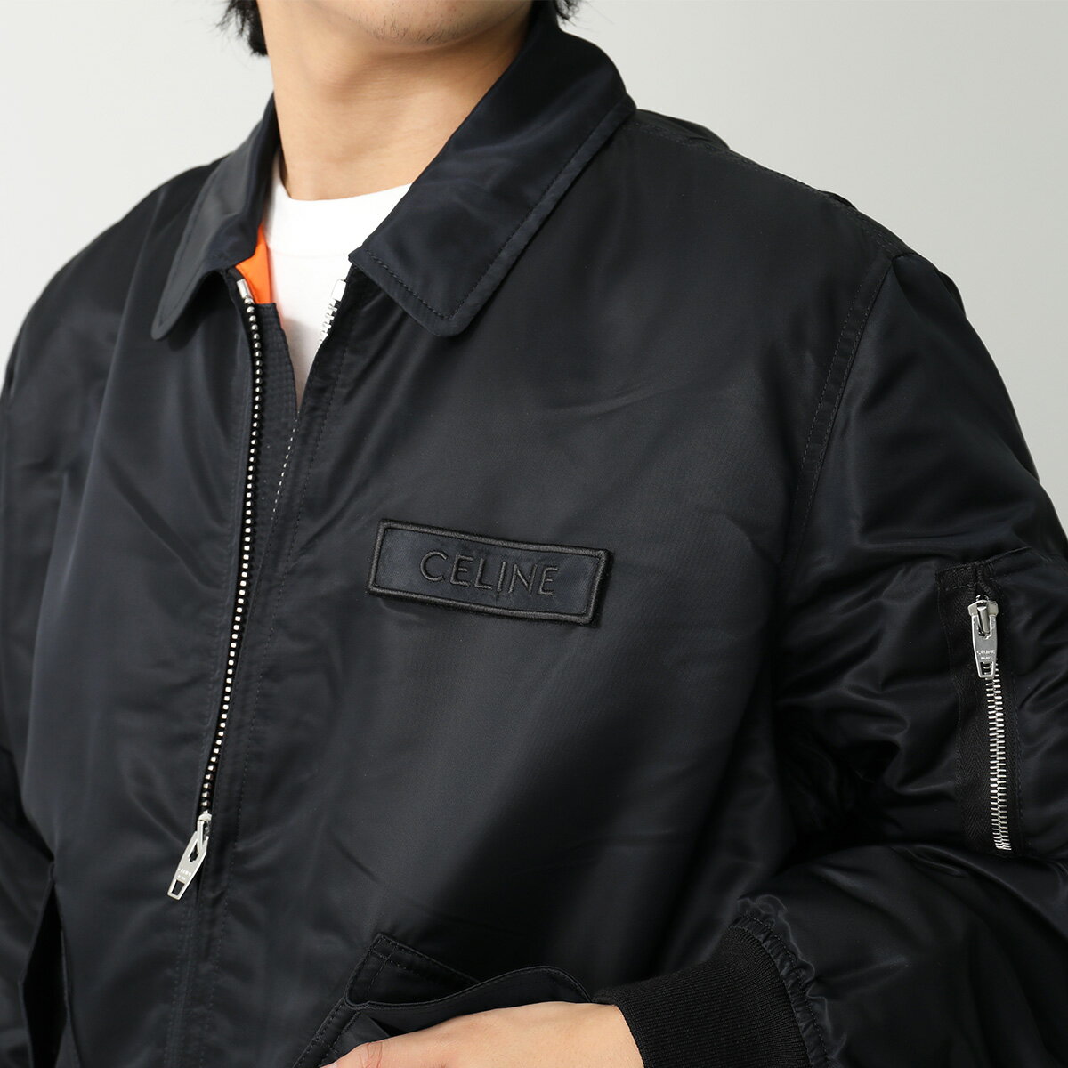 CELINE セリーヌ ボンバージャケット 2W83A889O.38NO メンズ ナイロン ジップアップ ブルゾン ステンカラー ロゴバッチ MA-1