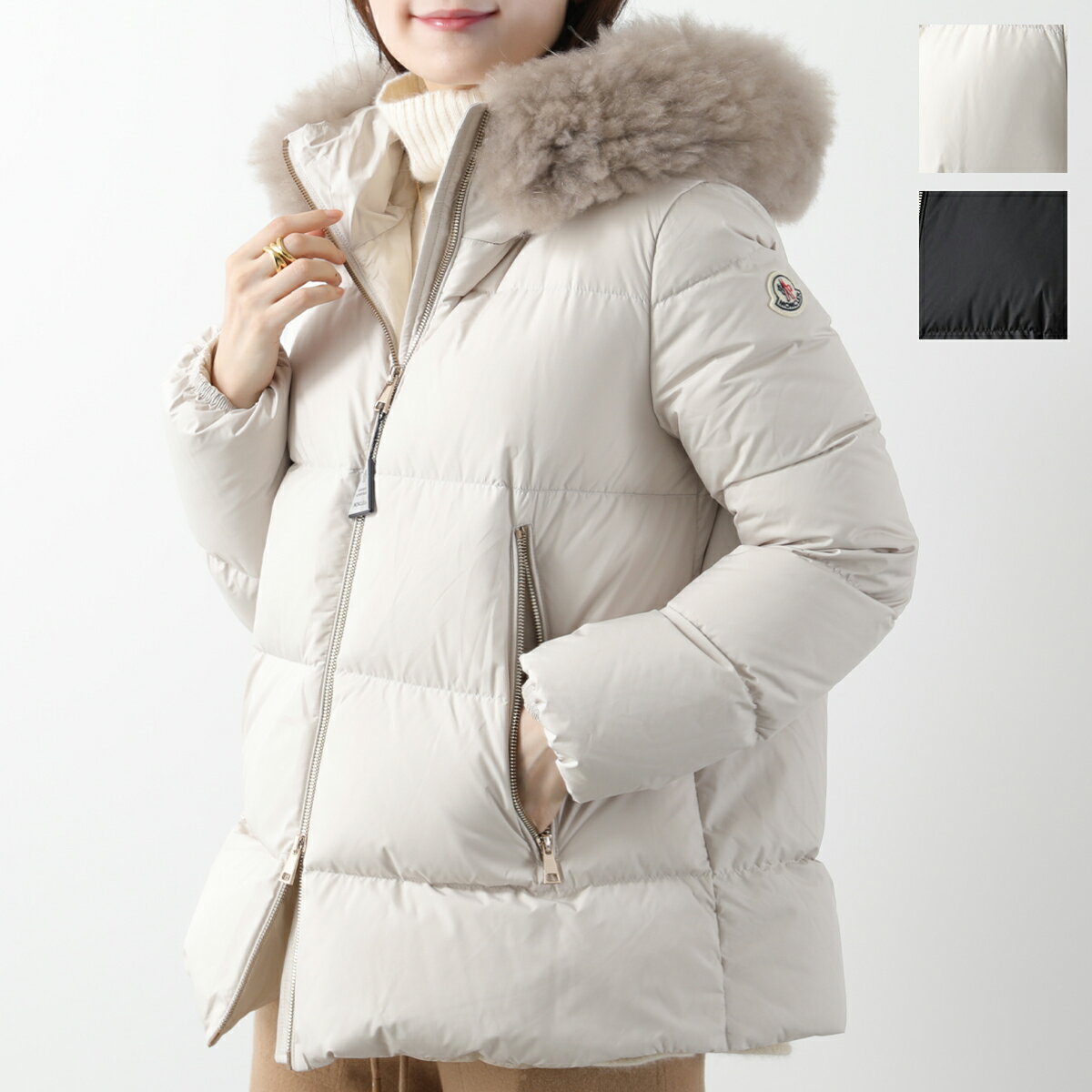 MONCLER モンクレール ダウンジャケット LAICHEFUR ライチファー 1A00174 54AQE レディース ファー フード付き ショート丈 アイコンパッチ カラー2色のサムネイル