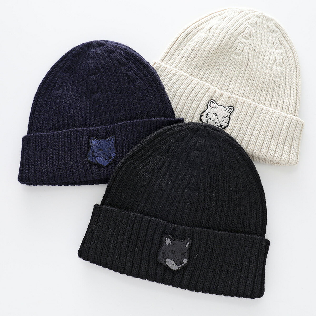 MAISON KITSUNE メゾンキツネ ニット帽 BOLD FOX HEAD BEANIE ボールド フォックスヘッド ビーニー MM06111 KT1022 メンズ 帽子 ニットキャップ カラー3色のサムネイル