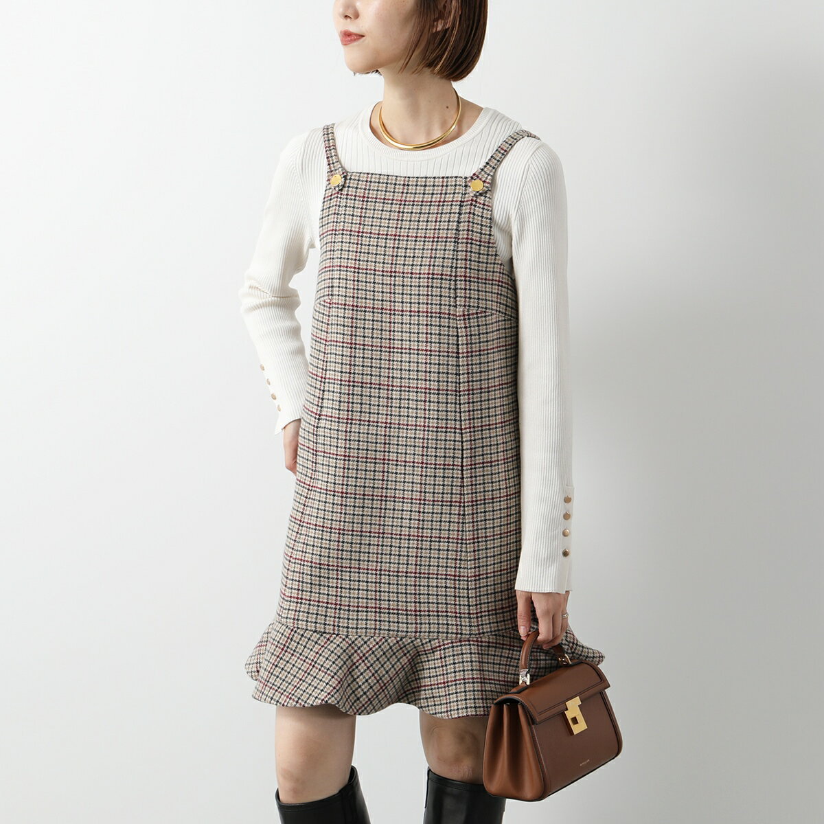 GANNI ガニー ワンピース Check Wool Mix Mini Dress F9695 68