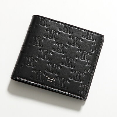 CELINE セリーヌ 二つ折り財布 Bi‐fold Wallet with Coin 10C873FQB.38SI メンズ 小銭入れあり レザー ミニ財布 トリオンフ Black
