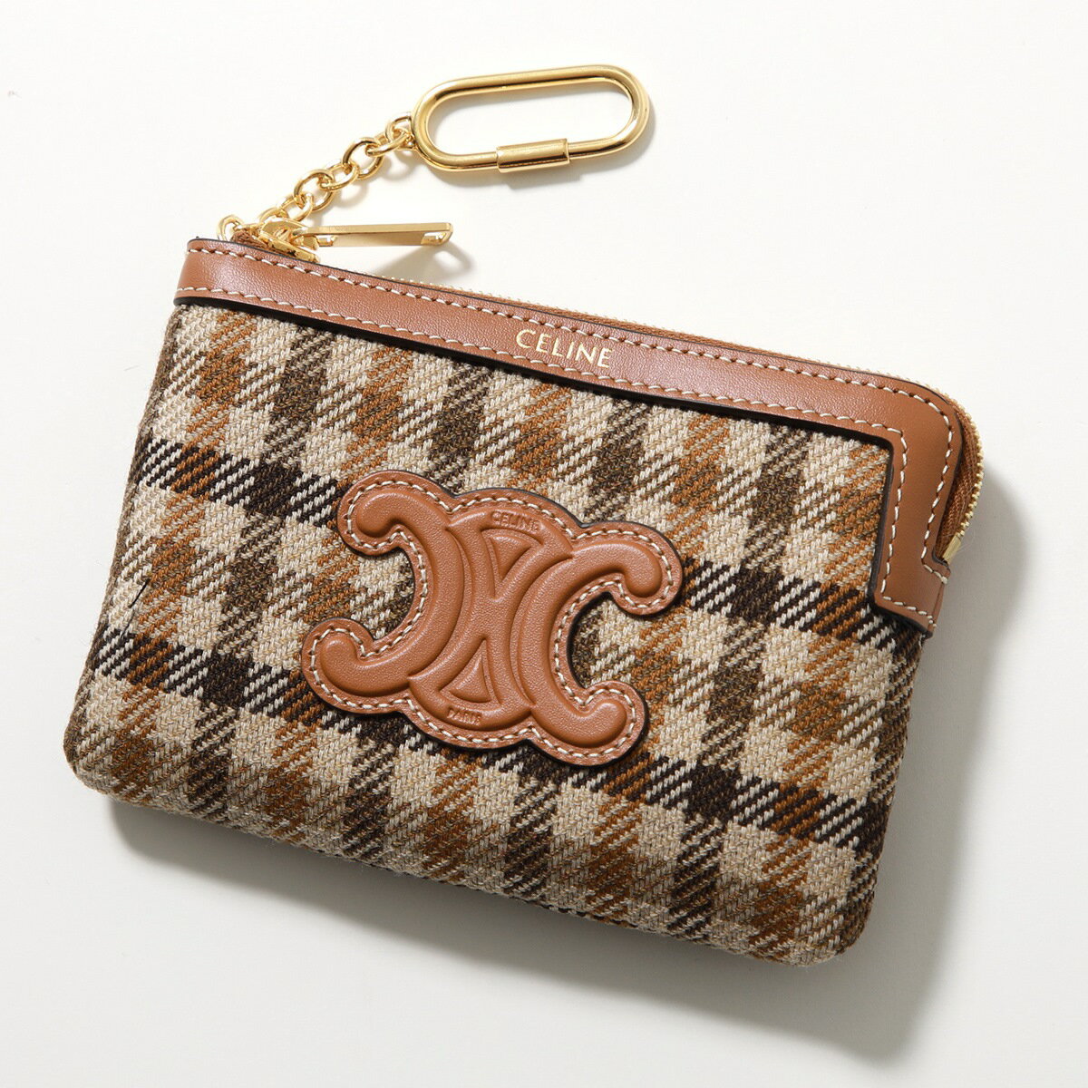 CELINE セリーヌ コインケース Coin & Card Pouch with Hook 10C662GEA.14ML レディース トリオンフ カードケース 小銭入れ タータンチェック キーリング付き パスケース 定期入れ Multicolorのサムネイル