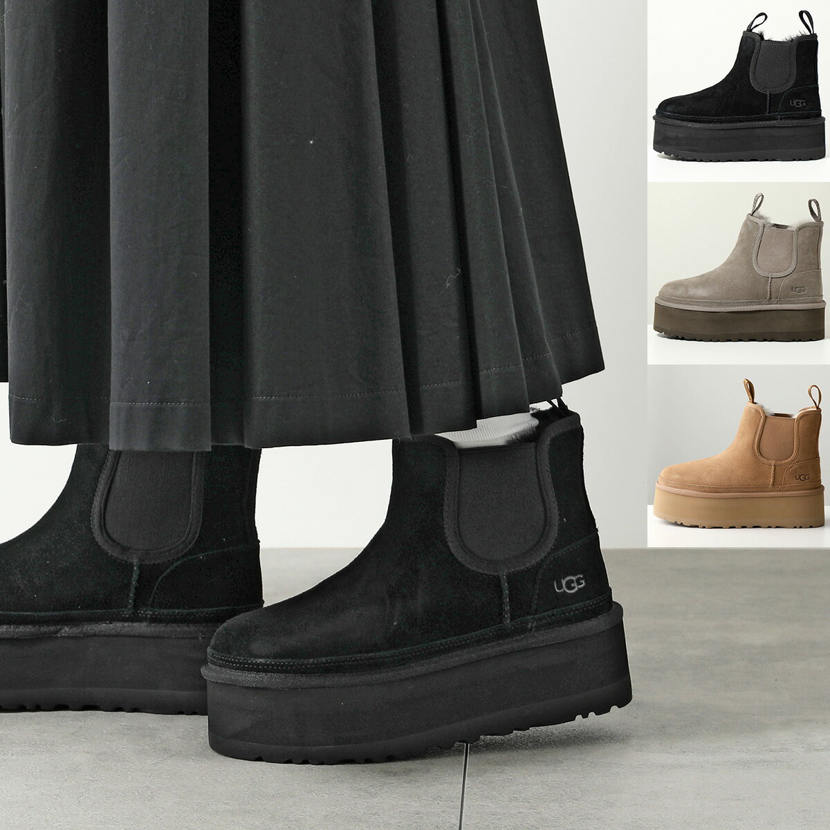 UGG アグ ムートンブーツ Neumel Platform Chelsea ニューメル プラットフォーム チェルシー 1134526 レディース ショートブーツ スウェード 厚底 シューズ ロゴ 靴 カラー3色 【po_sannn】のサムネイル