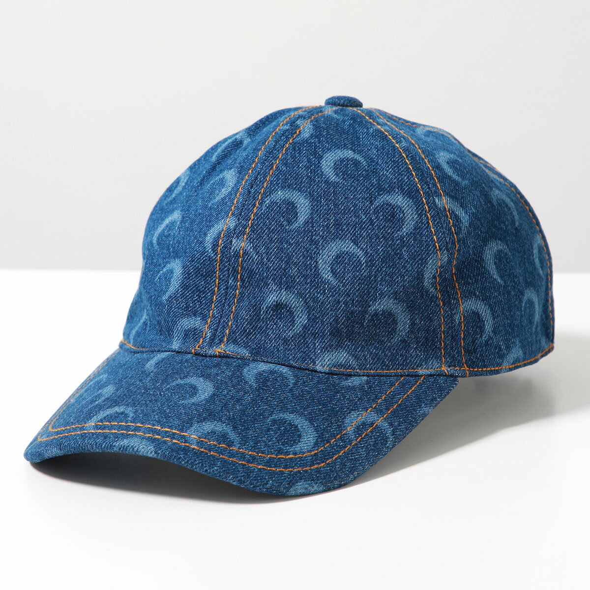 Marine Serre マリーン セル ベースボールキャップ MOON LASER DENIM BASEBALL CAP UHG048A レディース デニム 三日月 モチーフ 帽子 BL05/LIGHT-BLUE【po_sannn】【dc_kikaku】