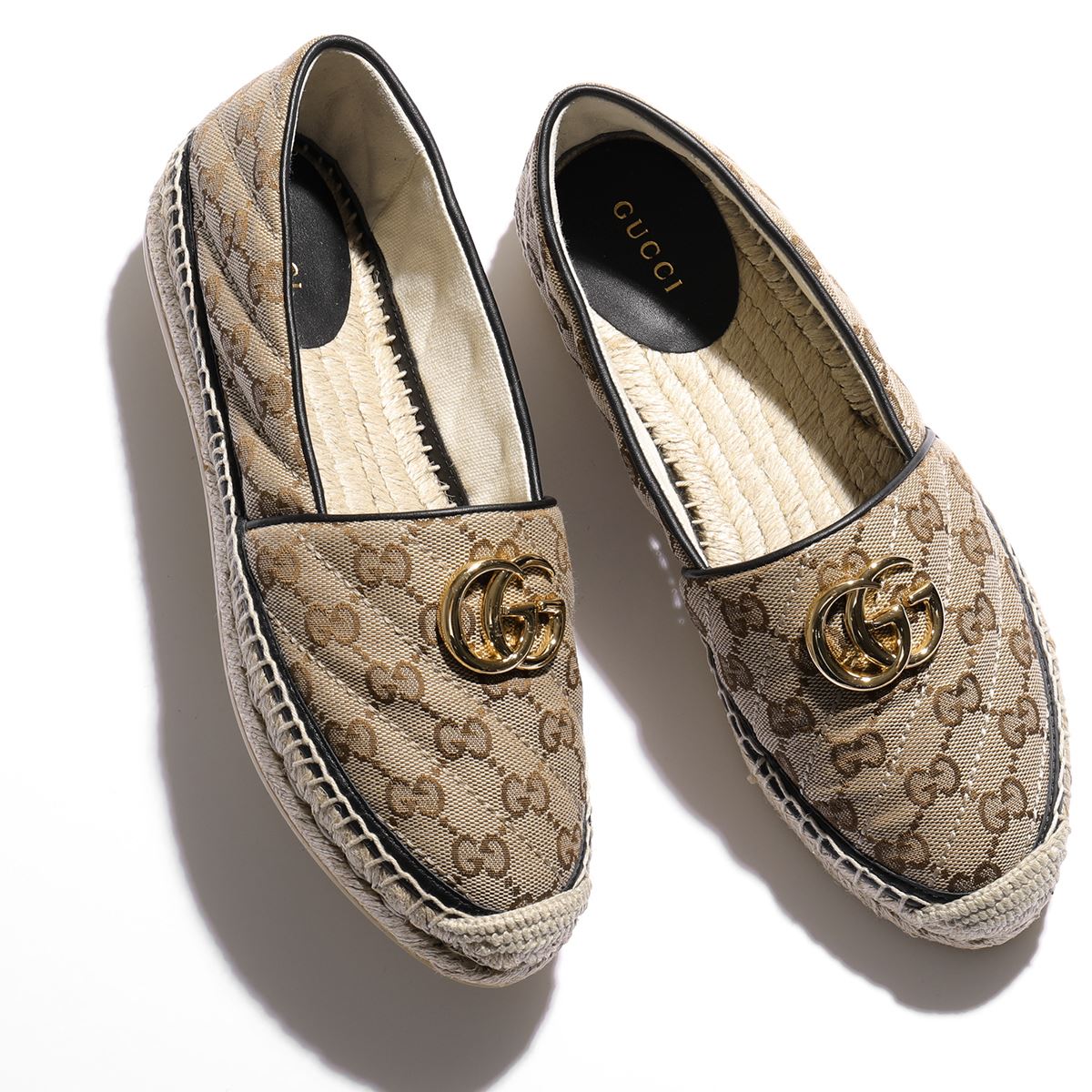 GUCCI グッチ 621239 KQWM0 GGキルティング キャンバス エスパドリーユ シューズ フラット 靴 9765 レディースのサムネイル