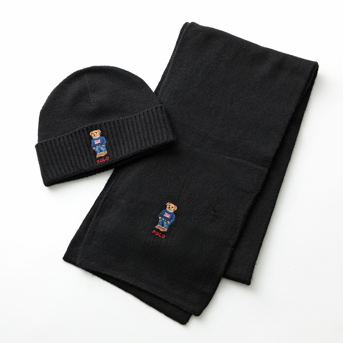 Polo Ralph Lauren ポロラルフローレン ニット帽 マフラー PC1367 メンズ 2点セット テディベア ロゴ刺繍 ニットキャップ ビーニー 帽子 カラー3色【dc_kikaku】