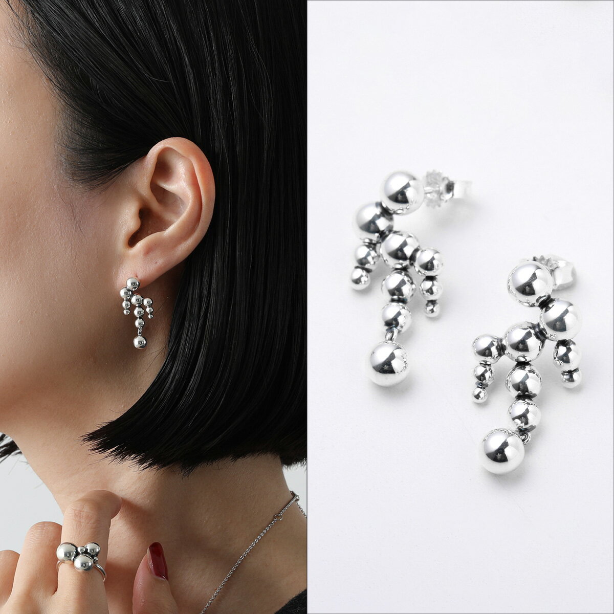 GEORG JENSEN ジョージ ジェンセン ピアス MOONLIGHT GRAPES SMALL CHANDELIER EARRING 551U ムーンライト グレープ スモール シャンデリア 20001411 レディース SILVERのサムネイル