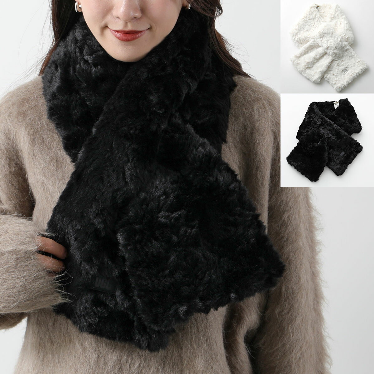 UGG アグ マフラー FUR PULL THROUGH SCARF ファー プル スルー スカーフ 100894 レディース フェイクファー ロゴ ストール NIMBUSのサムネイル