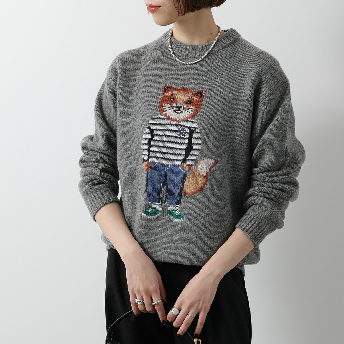 MAISON KITSUNE メゾンキツネ セーター DRESSED FOX ドレスド フォックス NM00809KH0002 レディース ニット 長袖 ウールブレンド H131のサムネイル