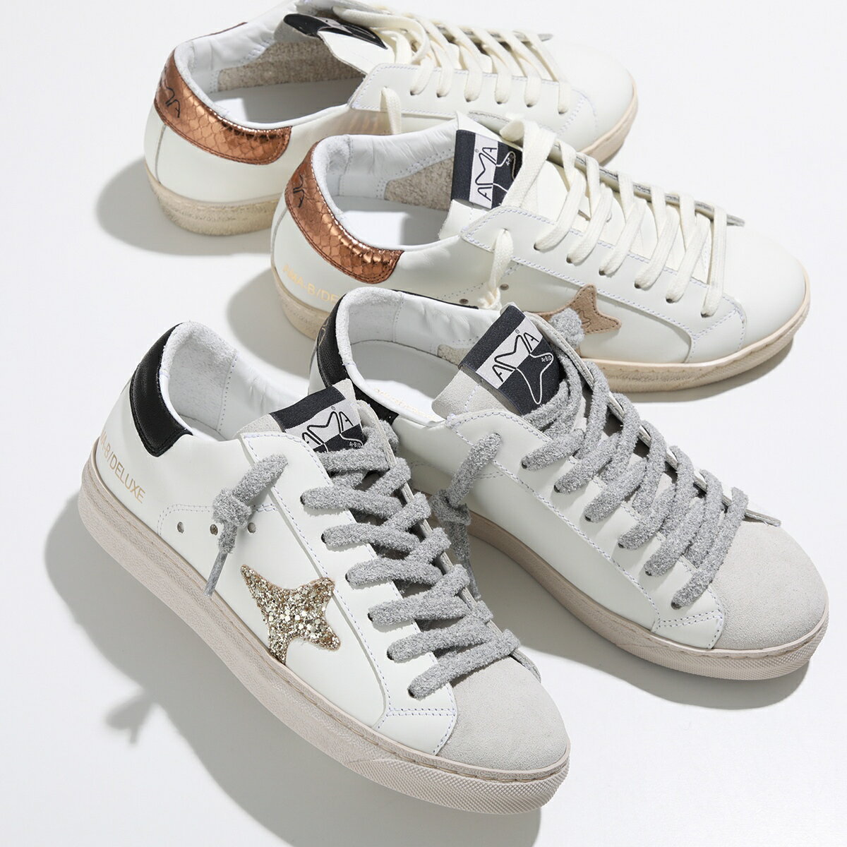 AMA BRAND アマブランド スニーカー SNEAKERS SNK レディース ローカット レザー スウェード ラメ グリッター スネーク型押し シューズ 靴 カラー2色のサムネイル