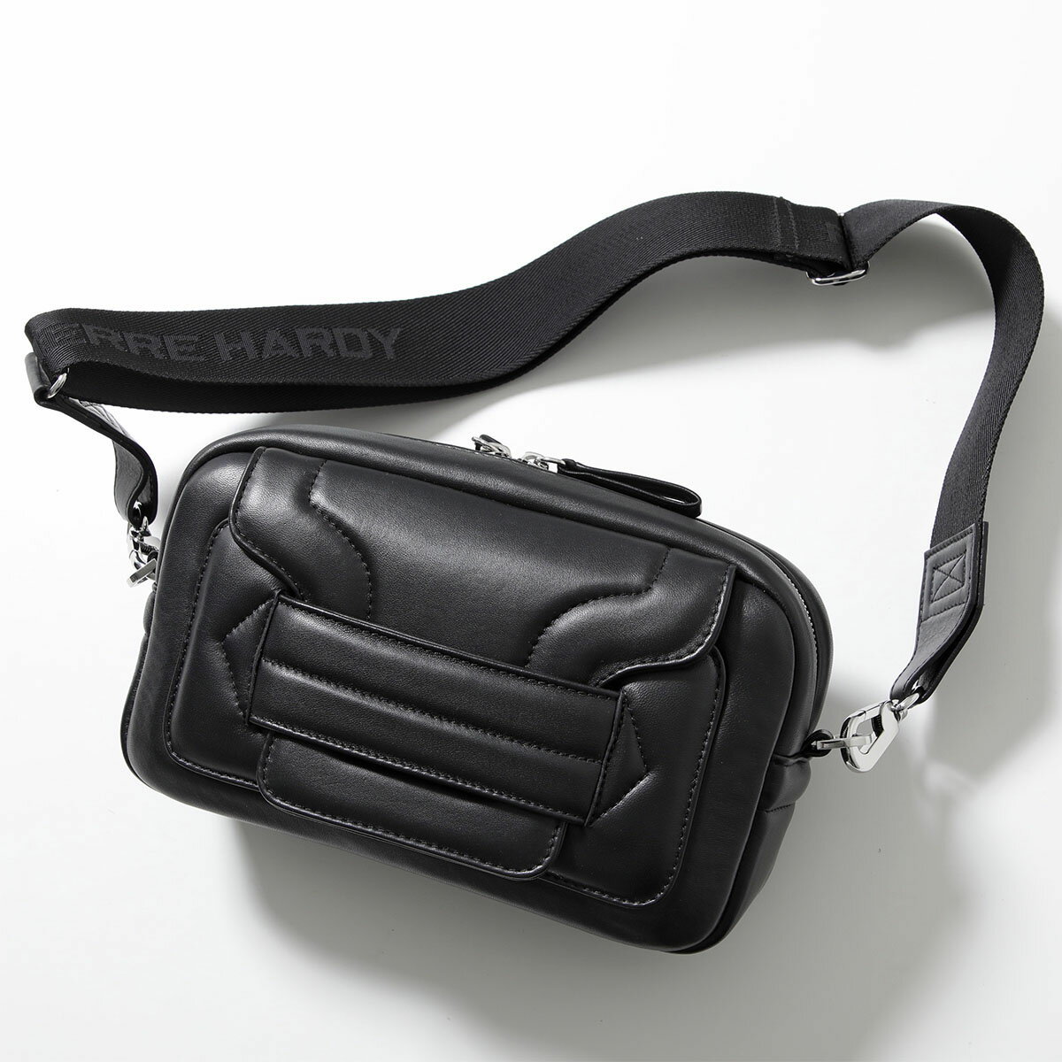 PIERRE HARDY ピエールアルディ ショルダーバッグ ALPHA PAD アルファパッド ボックス ADV08 レディース レザー ボディバッグ 鞄 BLACK