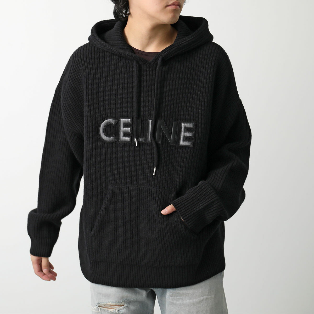 CELINE フード付きパーカー 黒 着丈67cm - メルカリ - トップス