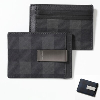 BURBERRY バーバリー カードケース MS CHASE NCE 8056630 8073285 メンズ マネークリップ付き ロゴ チェック柄 パスケース 定期入れ ミニ財布 カラー2色