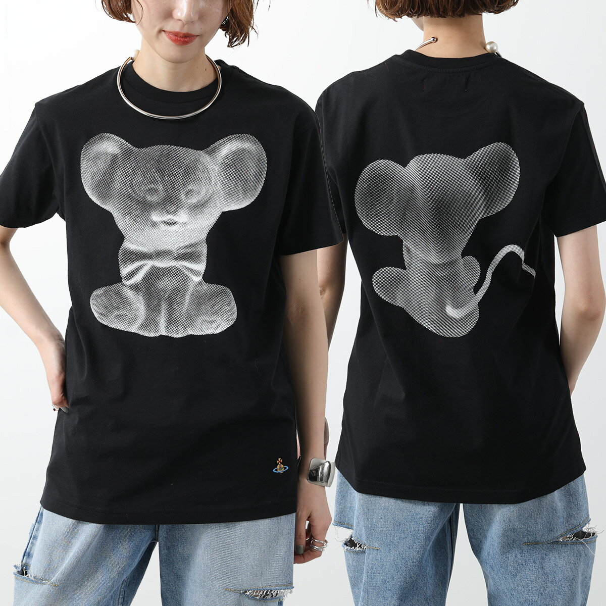 Vivienne Westwood ヴィヴィアンウエストウッド Tシャツ MOUSE CLASSIC T-SHIRT 3G010030 J001M レディース 半袖 カットソー プリント コットン N401/BLACKのサムネイル