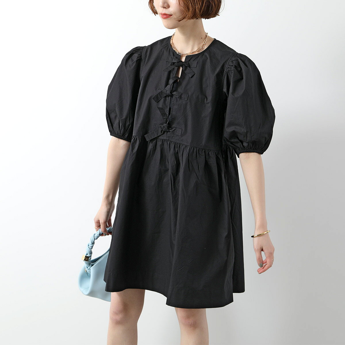 【最大2万円OFFクーポン対象・7/5限定】GANNI ガニー ワンピース Cotton Poplin Ti...