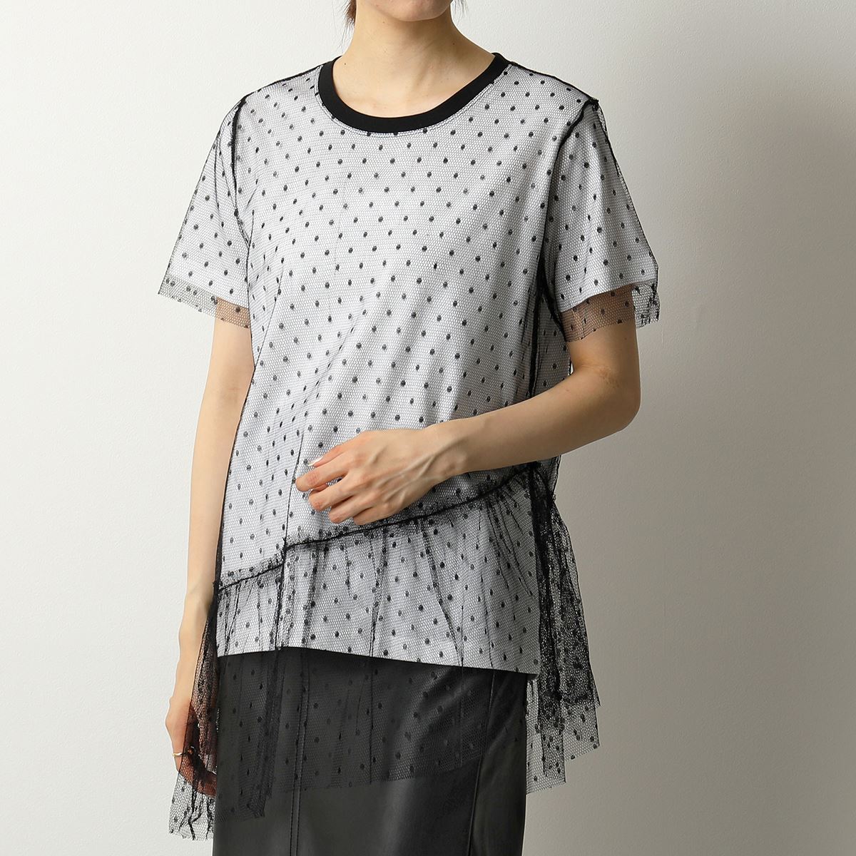 RED VALENTINO レッドヴァレンティノ UR3MG07A 5CK ポワンデスプリチュール Tシャツ ドット柄レース カットソー 半袖 001/BIANCOOTTI レディースのサムネイル