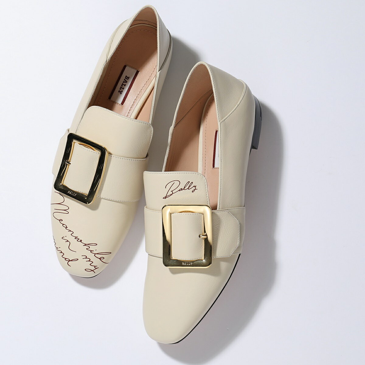 BALLY バリー JANELLE WRITE 08 レザー スリッポン ローファー シューズ フラット ローヒール アーモンドトゥ バックル 靴 レディースのサムネイル