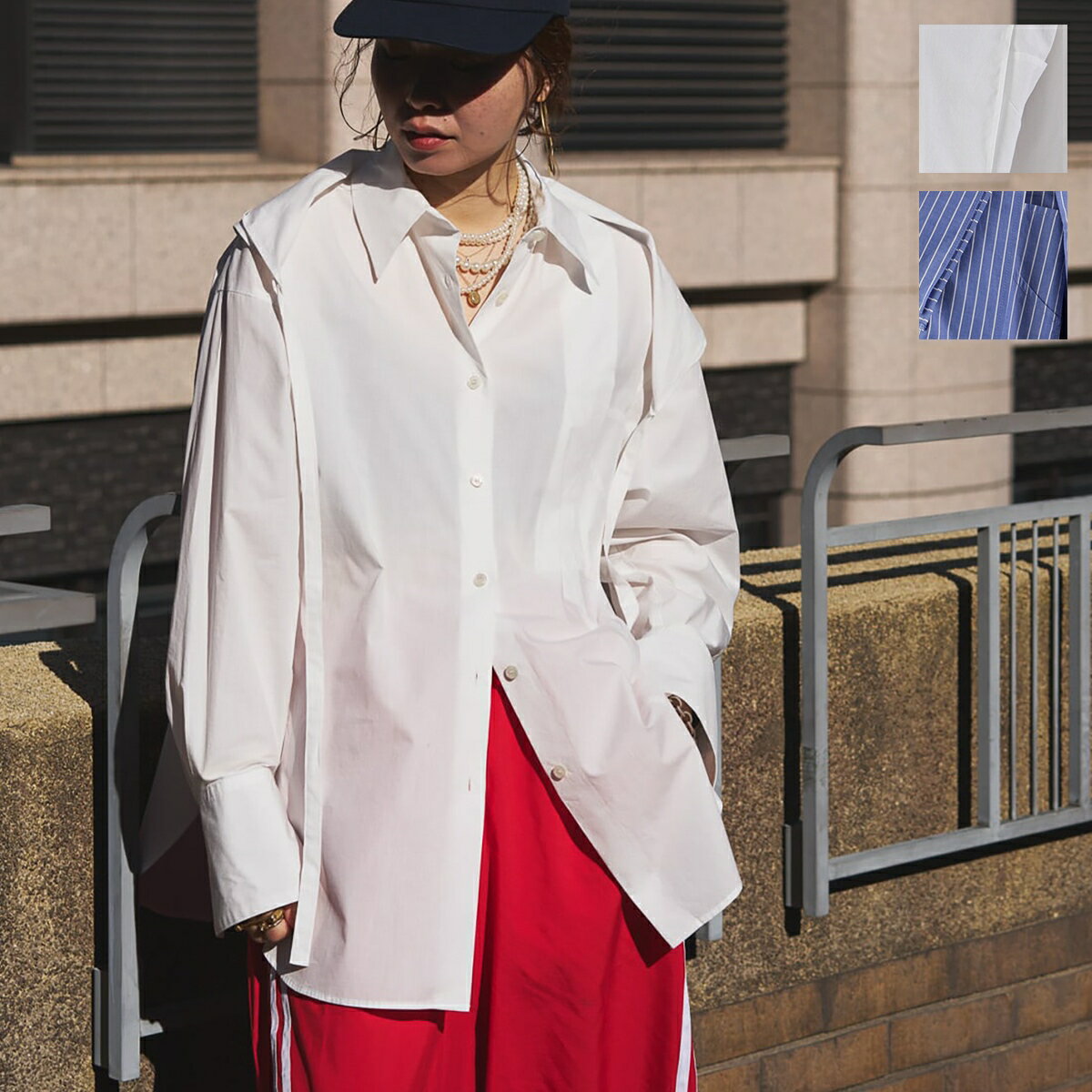 oll オール 長袖 シャツ Handy kerchief shirt 51005002 レディース コットン カーチフ ストライプ カラー2色【dc_kikaku】【po_sannn】