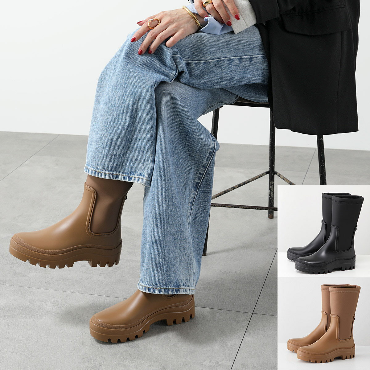 igor イゴール レインブーツ W10301 レディース ミドルブーツ PVC サイドゴア ラグソール ボリュームソール 長靴 シューズ 靴 カラー2色